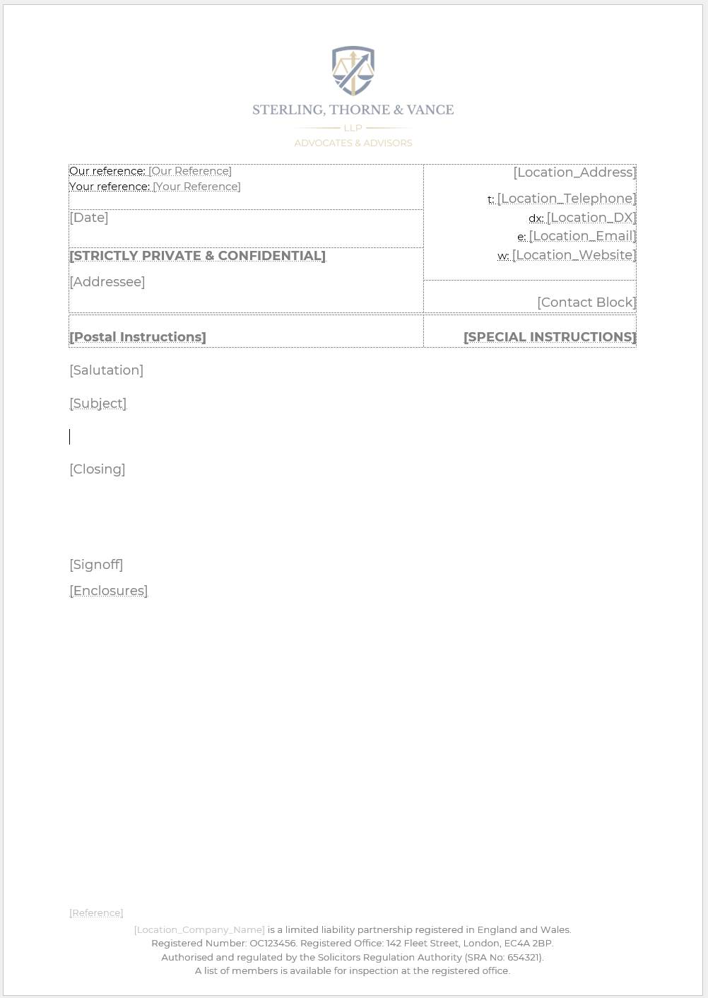The Platform letter template full layout